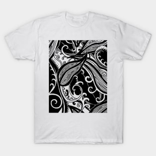 Forest Floor Aussie Tangle 019 in Black with Transparent Background T-Shirt